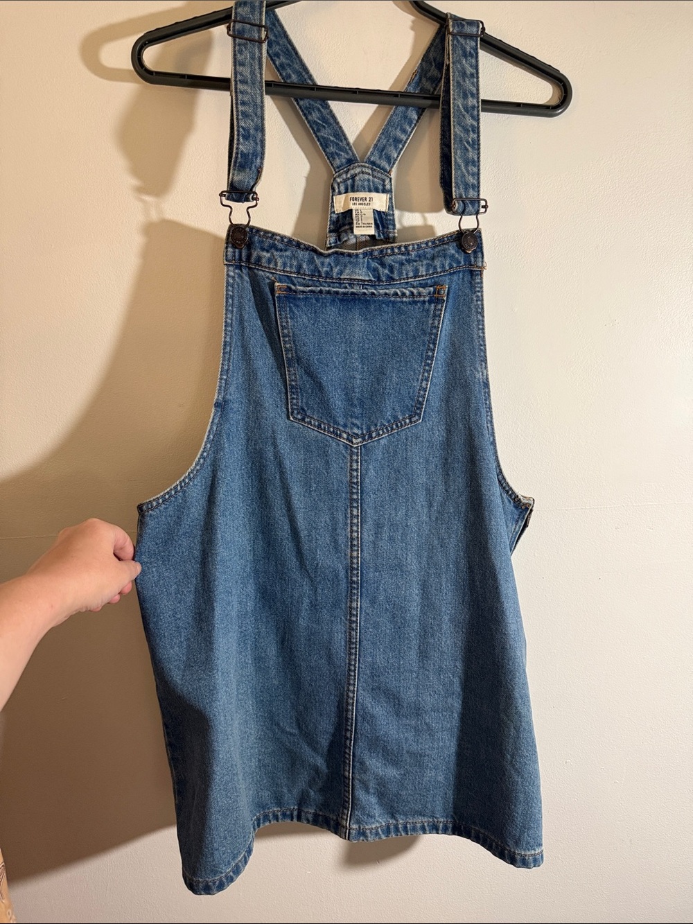 Forever 21 Denim Pinafore Dress in Medium Blue